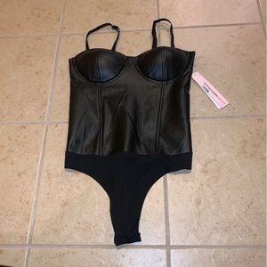 NWT Aqua Leather corset going out bodysuit medium